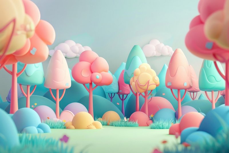 3D cute forest background 0077