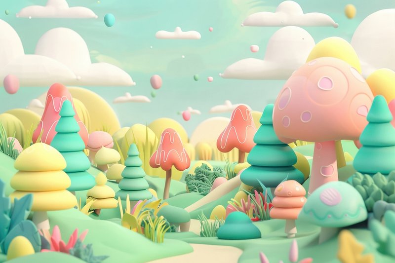 3D cute forest background 0098