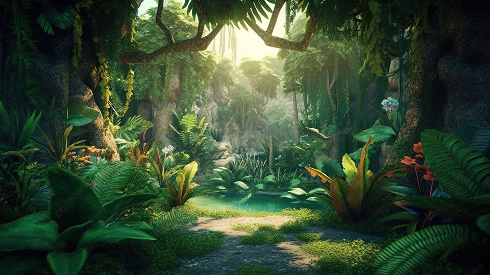 3D cute jungle background 0019