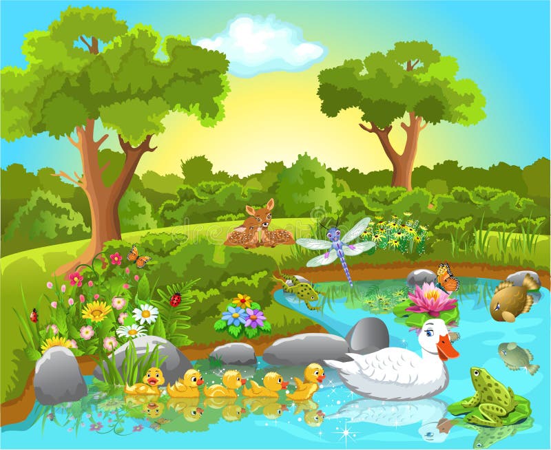 3D cute pond background 0029