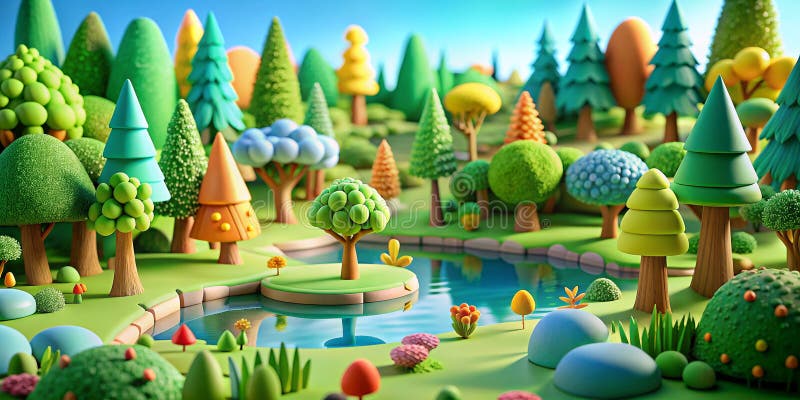 3D cute pond background 0042