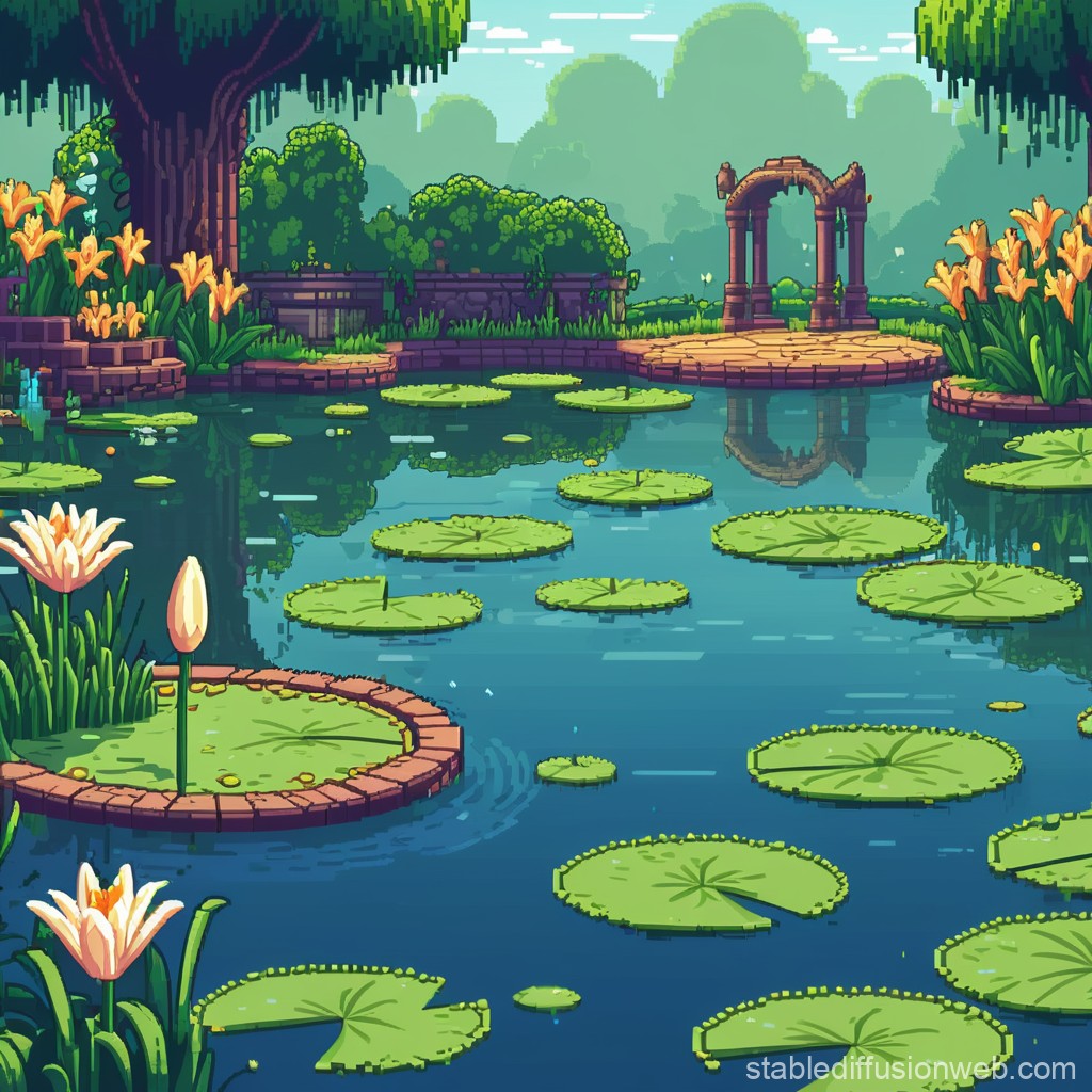 3D cute pond background 0044