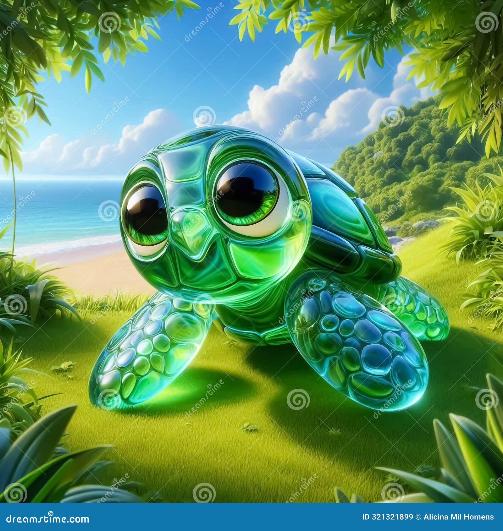 3D cute pond background 0054