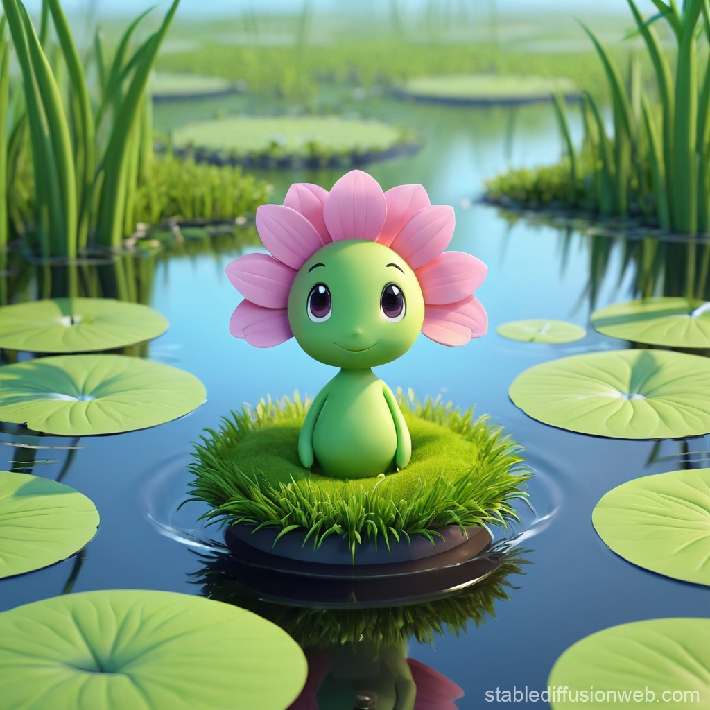 3D cute pond background 0081