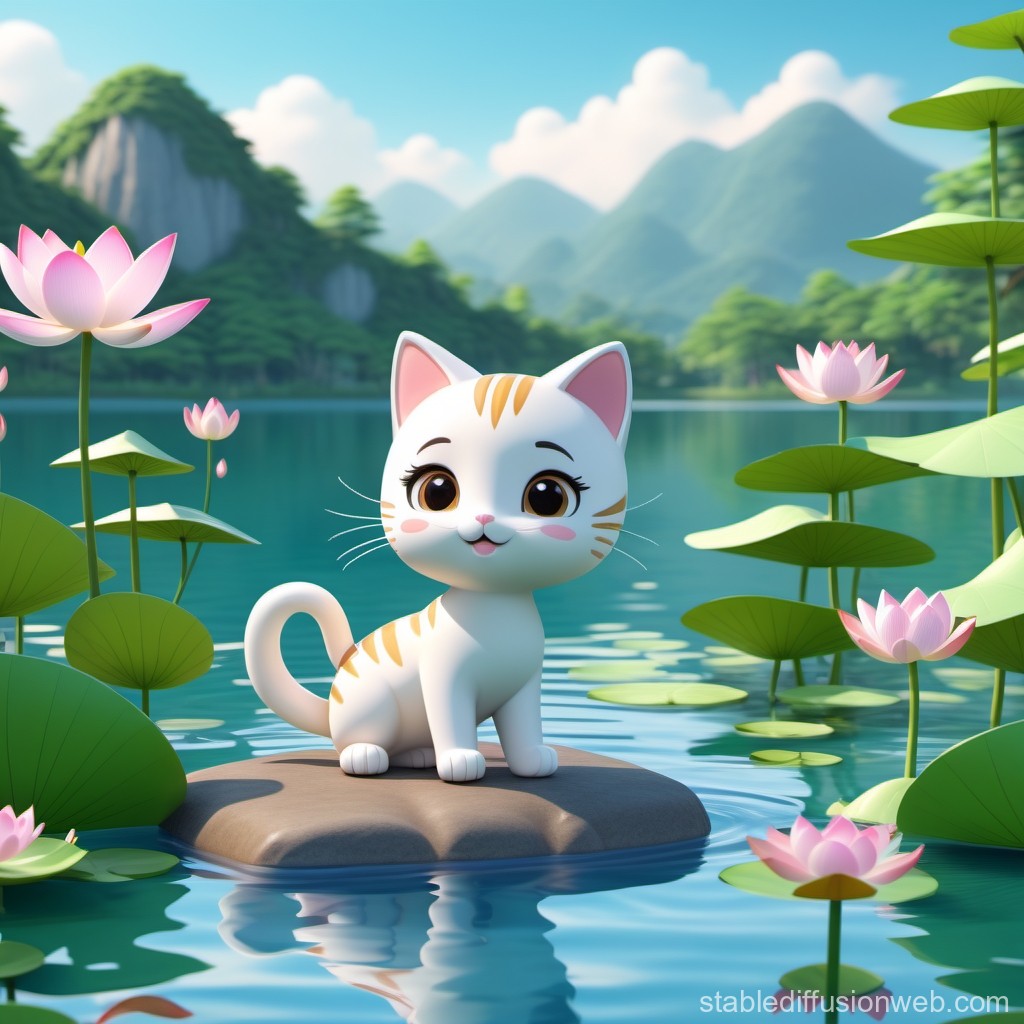 3D cute pond background 0098