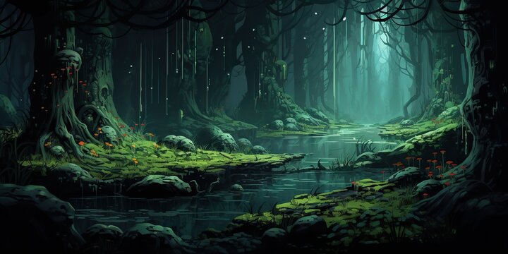 3D cute swamp background 0016