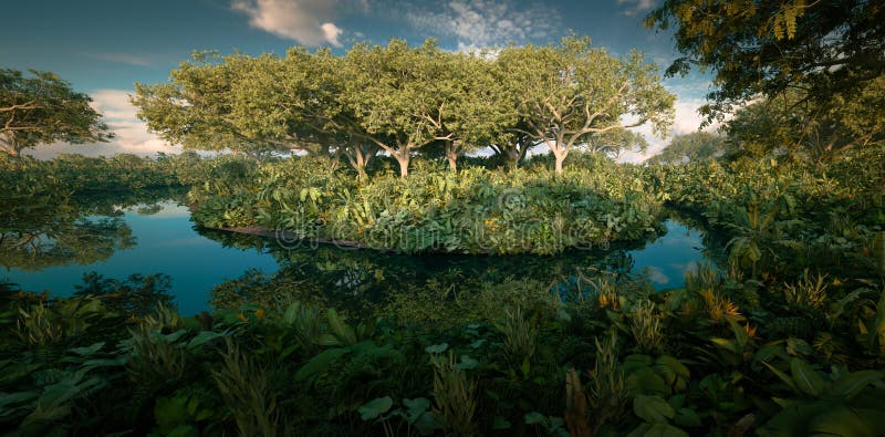 3D cute swamp background 0046