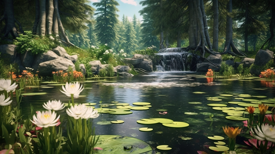 3D cute swamp background 0087