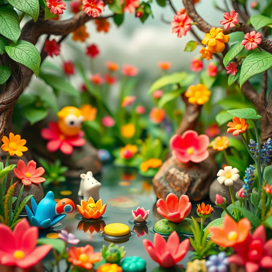 adorable 3D cute swamp background