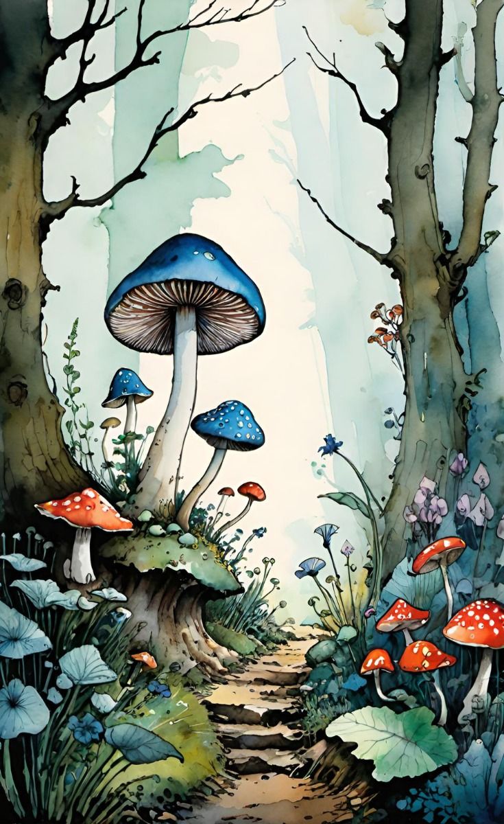 artistic cute mushroom backgrounds for blog design