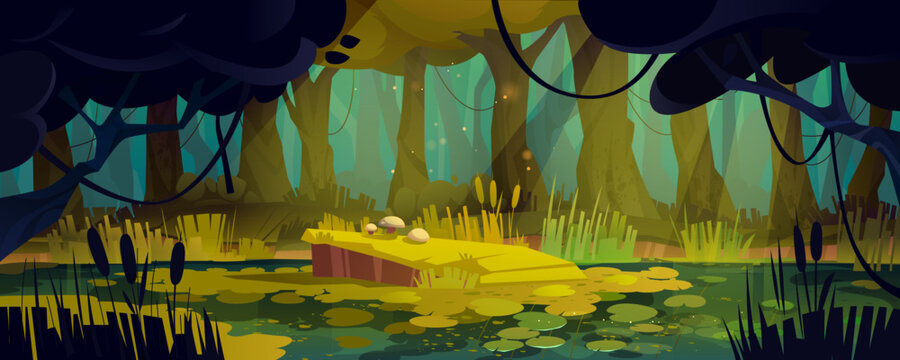 charming 3D cute swamp background concepts