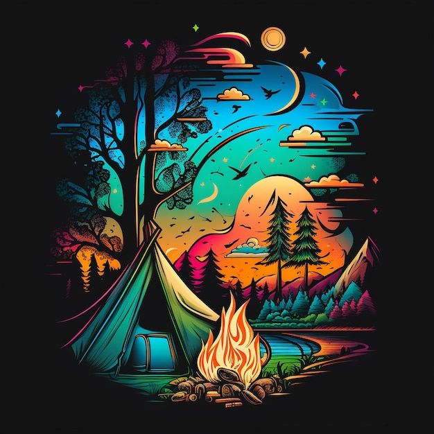 colorful cute camping backgrounds