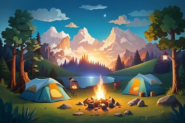 cute camping backgrounds for kids