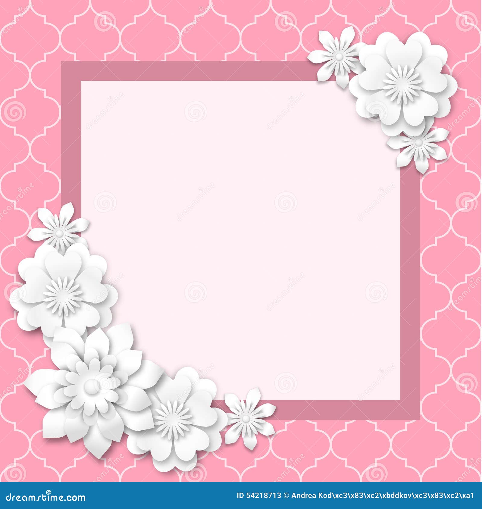 cute frame design pink flowers clear background 0012