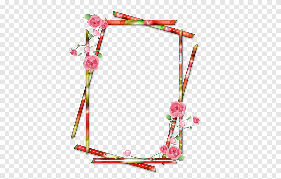 cute frame design pink flowers clear background 0013