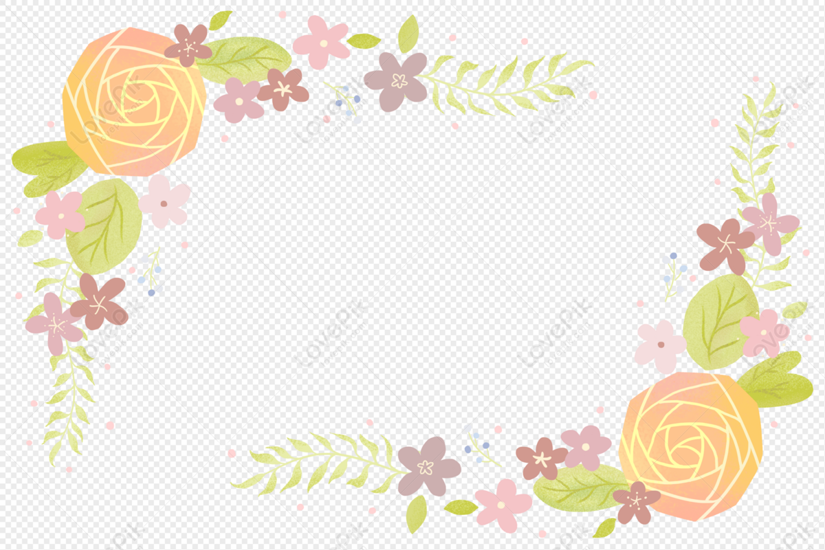 cute frame design pink flowers clear background 0018