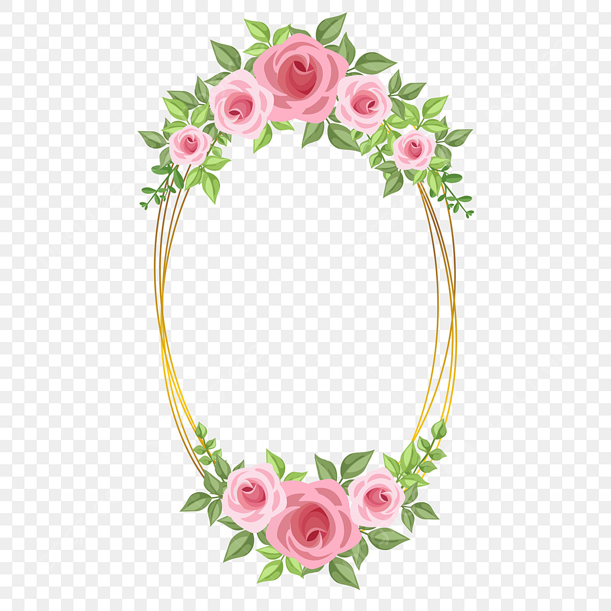 cute frame design pink flowers clear background 0026