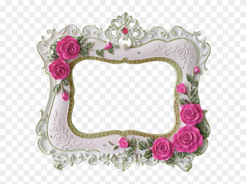 cute frame design pink flowers clear background 0030