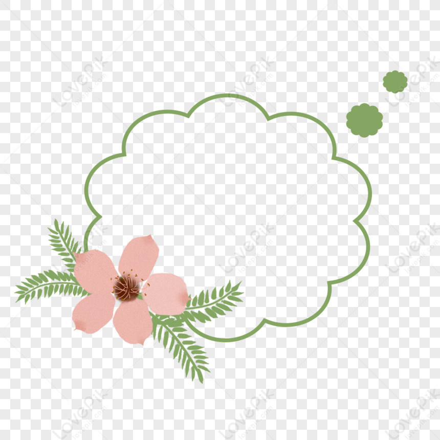 cute frame design pink flowers clear background 0031