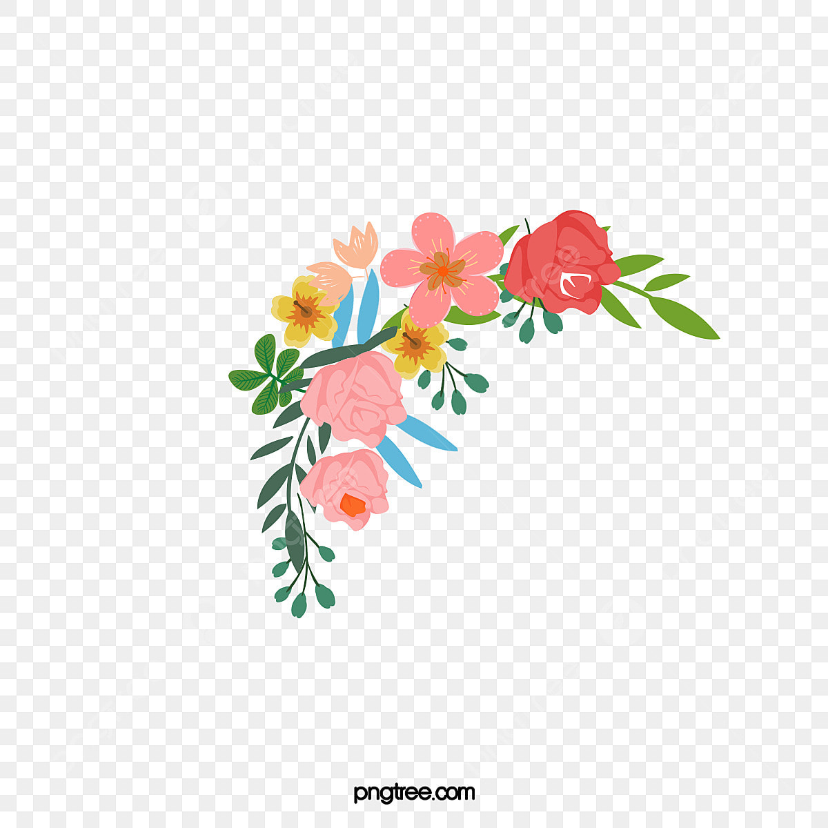 cute frame design pink flowers clear background 0035