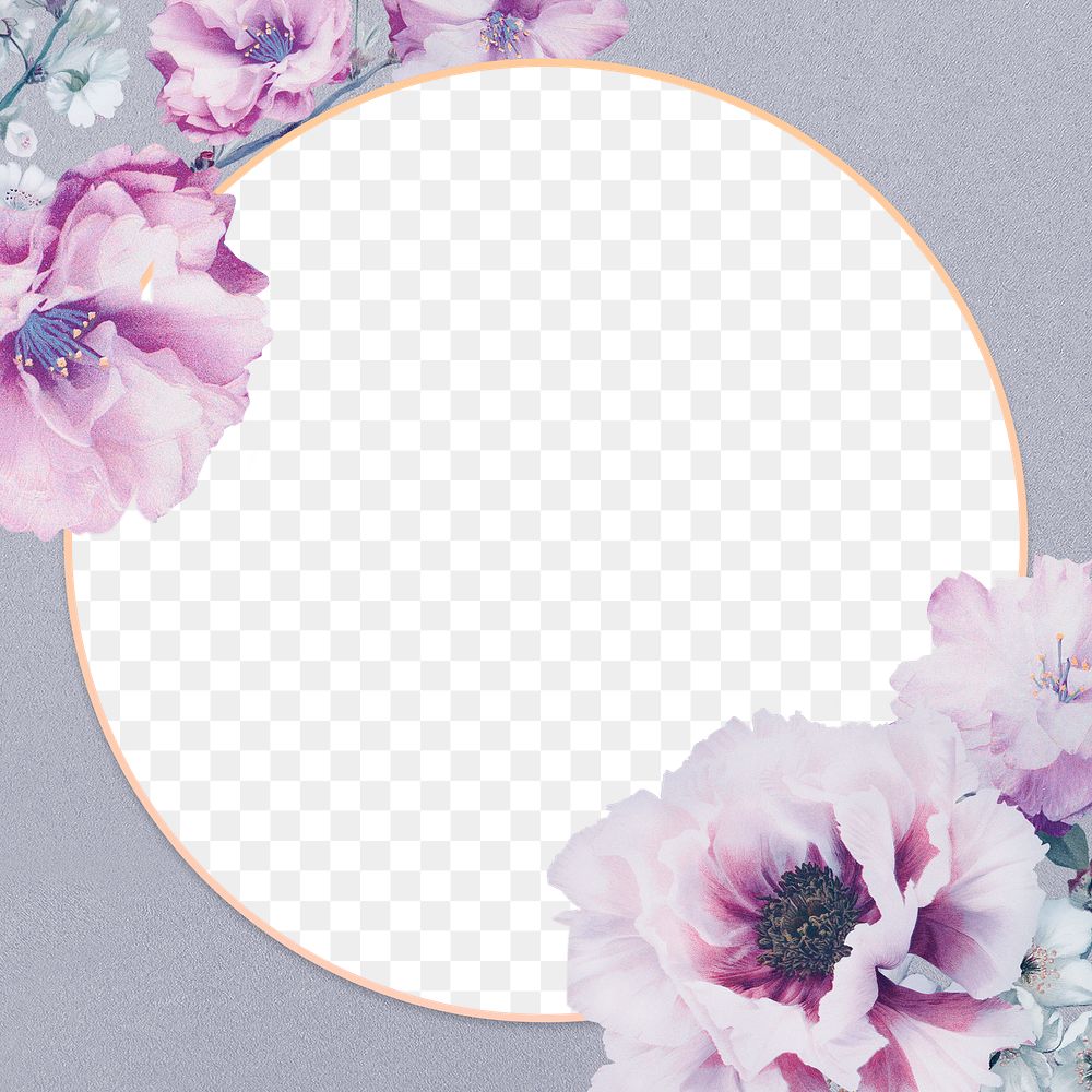 cute frame design pink flowers clear background 0036