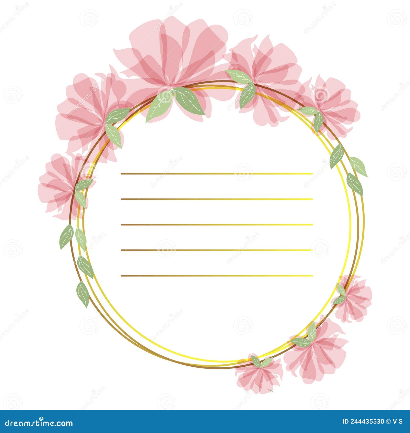 cute frame design pink flowers clear background 0039