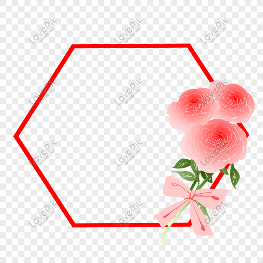 cute frame design pink flowers clear background 0040