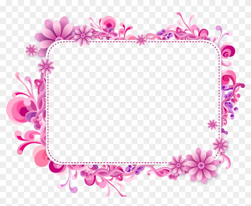 cute frame design pink flowers clear background 0045