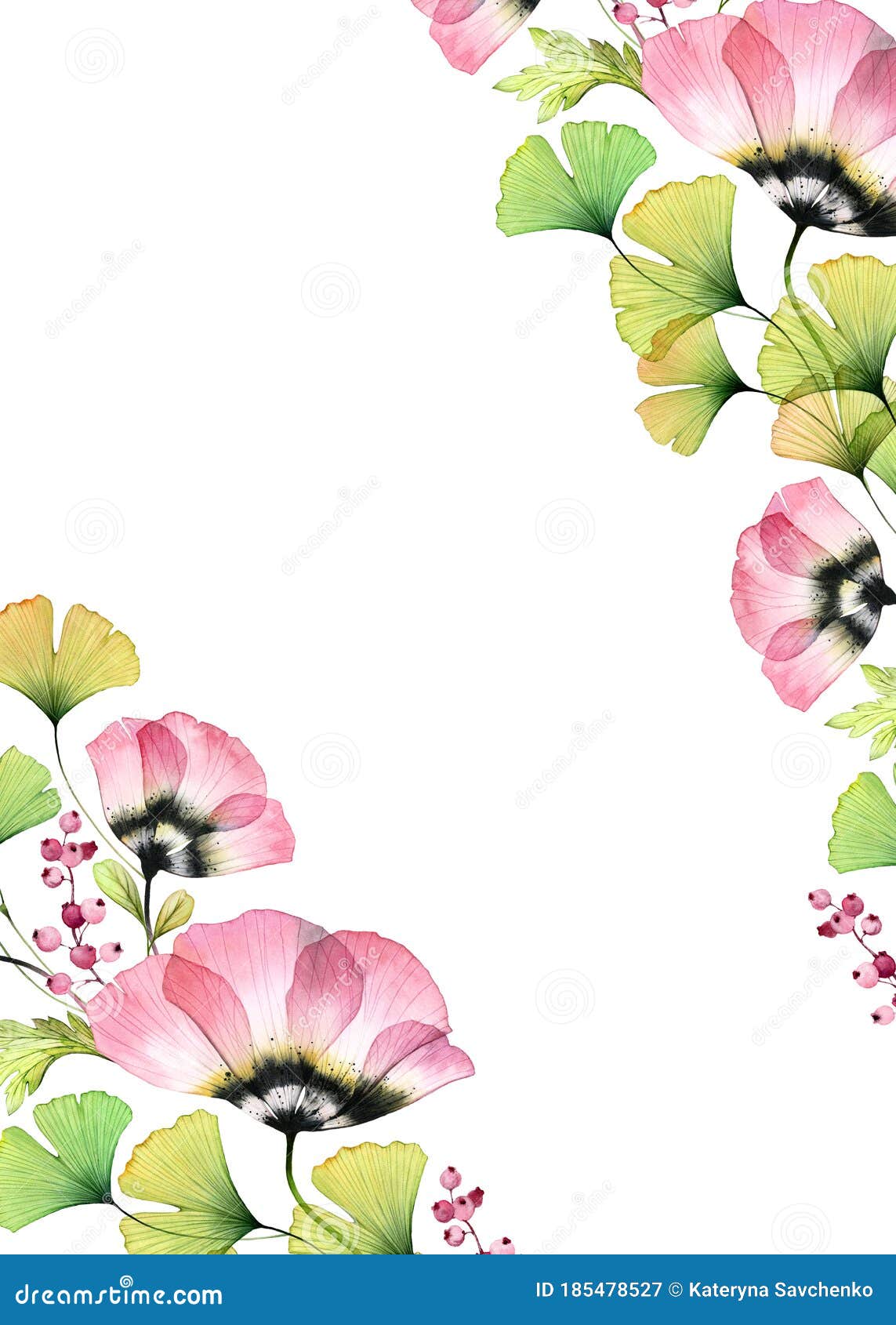 cute frame design pink flowers clear background 0047