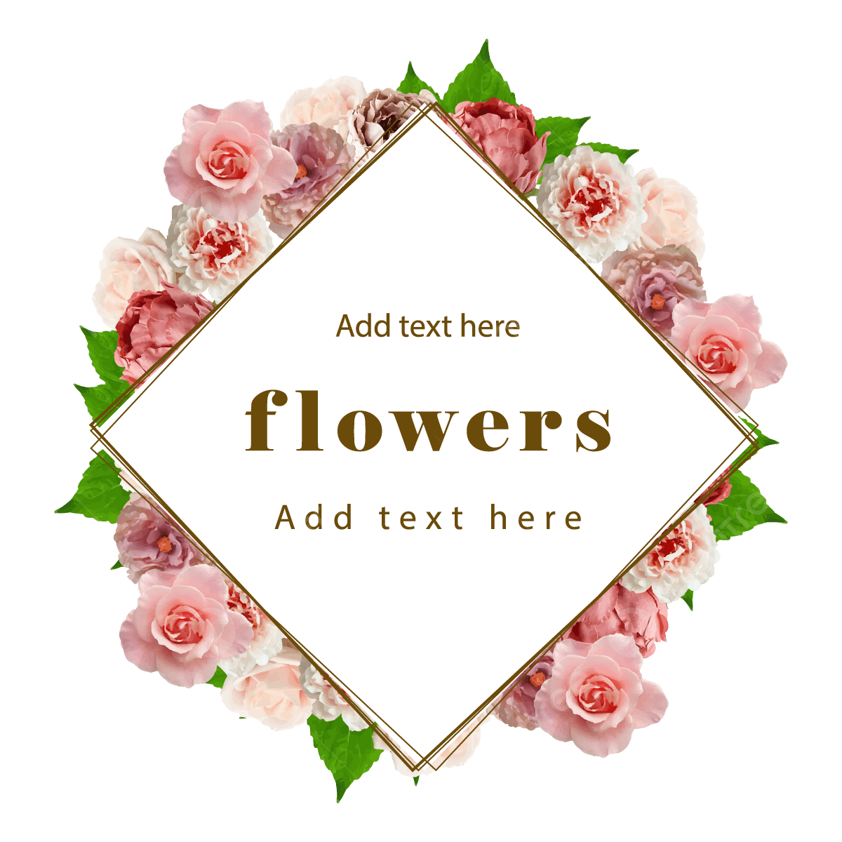 cute frame design pink flowers clear background 0050