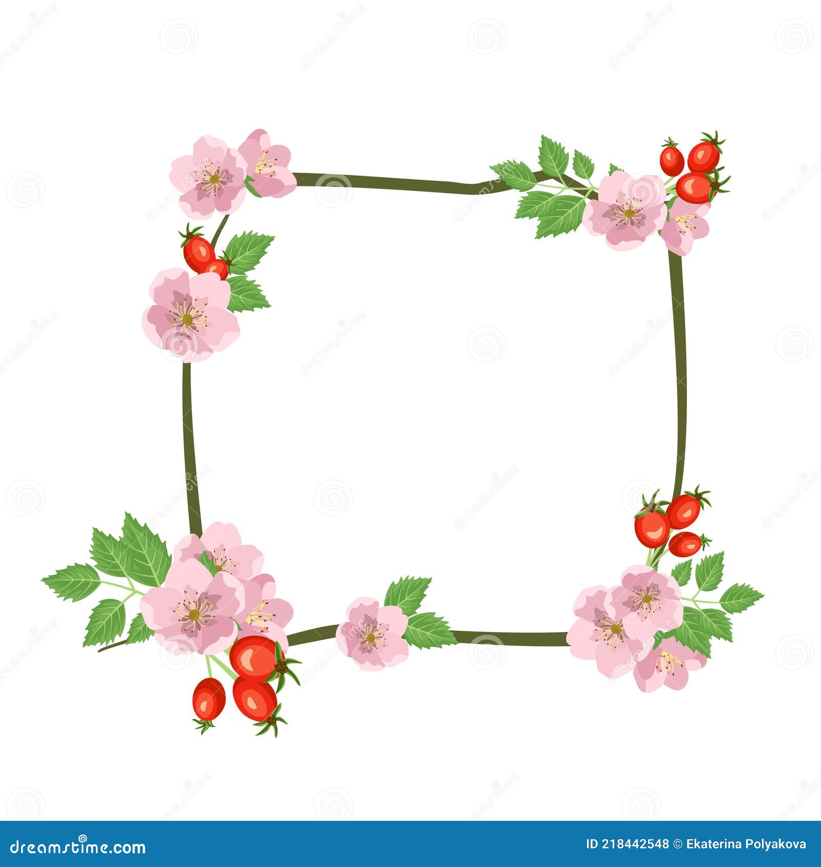 cute frame design pink flowers clear background 0051