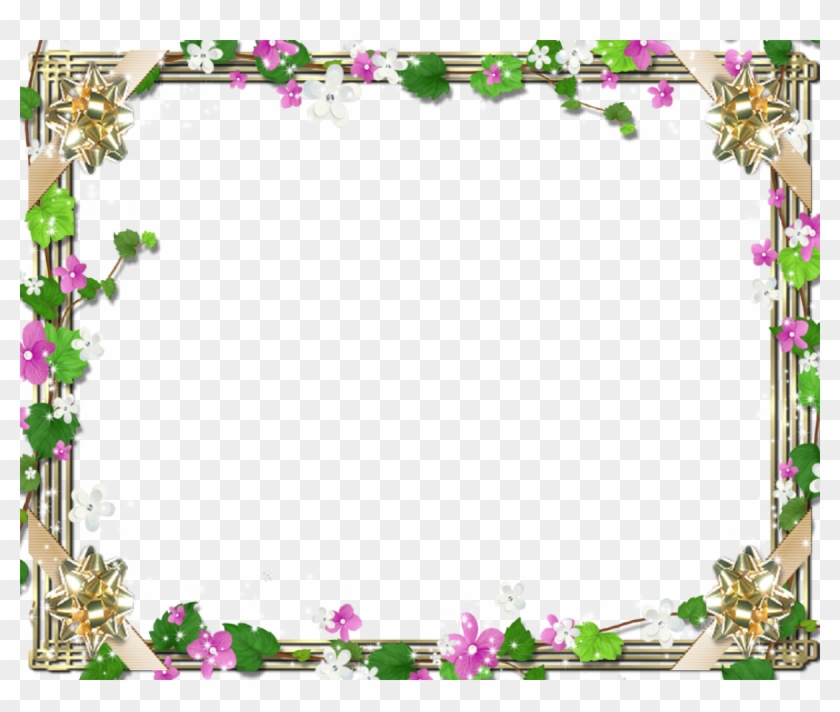 cute frame design pink flowers clear background 0053