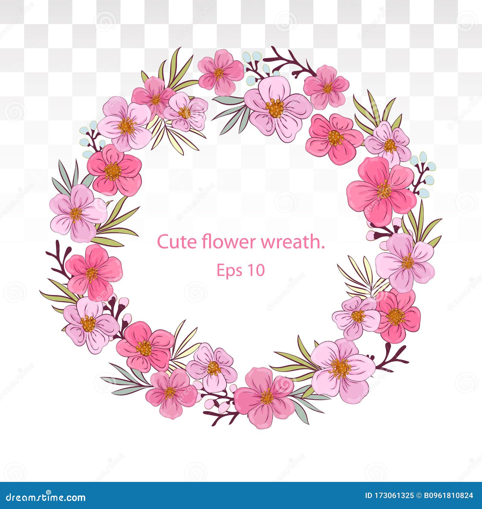 cute frame design pink flowers clear background 0059