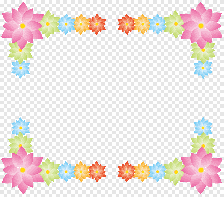 cute frame design pink flowers clear background 0060