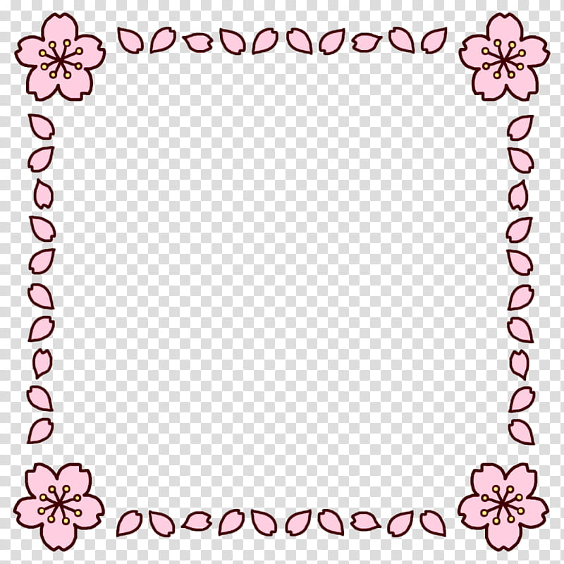 cute frame design pink flowers clear background 0061