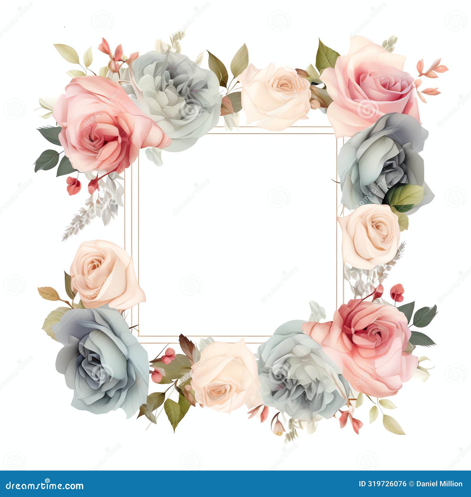 cute frame design pink flowers clear background 0075