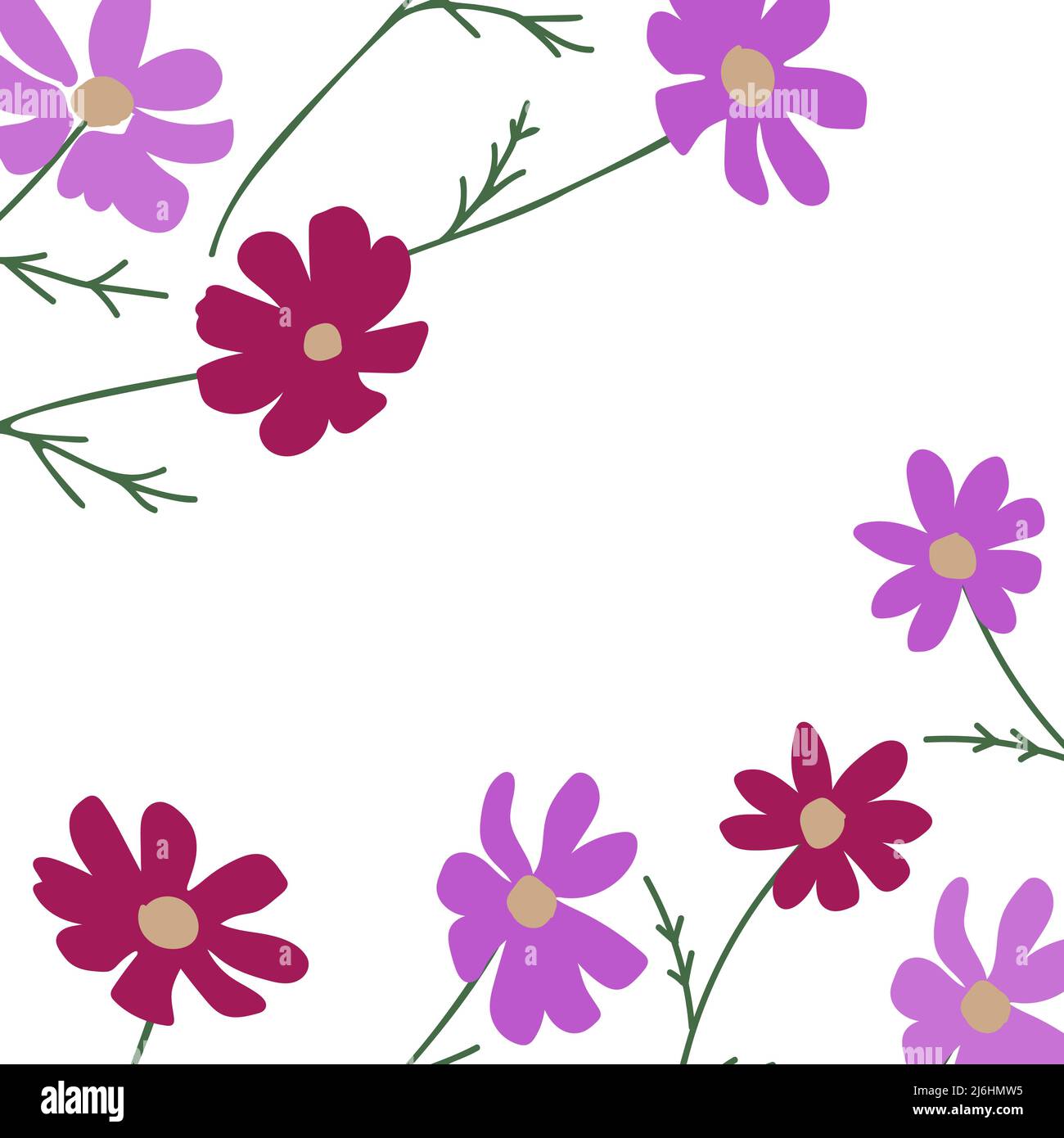 cute frame design pink flowers clear background 0080