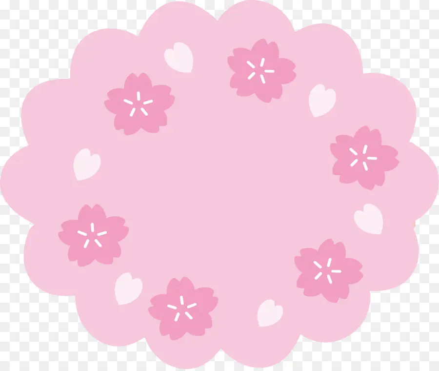 cute frame design pink flowers clear background 0081