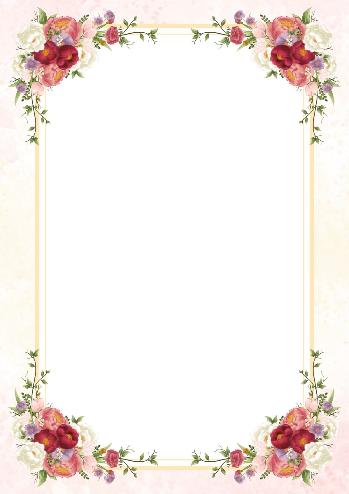 cute frame design pink flowers clear background 0084