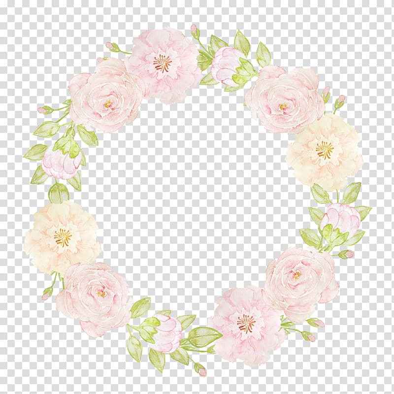 cute frame design pink flowers clear background 0095