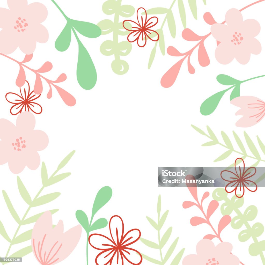 cute frame design pink flowers clear background 0096