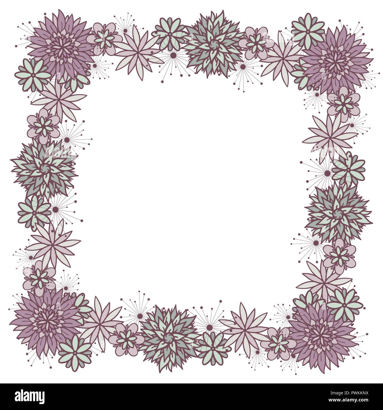 cute frame design pink flowers clear background 0098