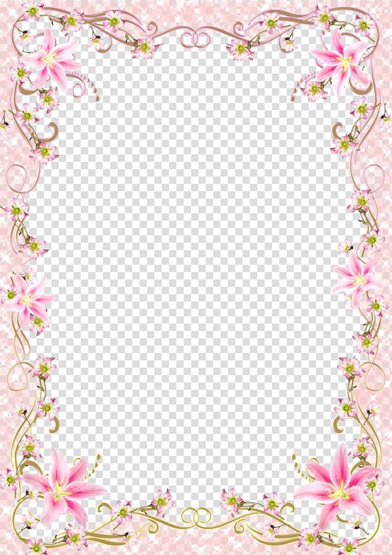 cute frame design with pink flowers