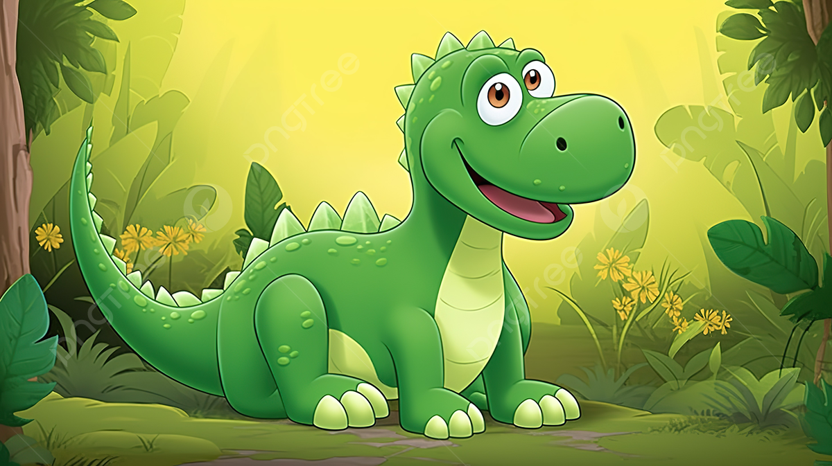 cute green dinosaur background 0010