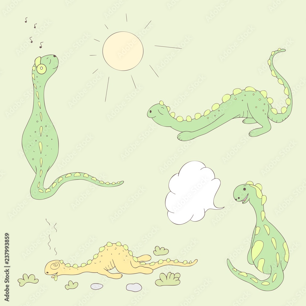 cute green dinosaur background 0028