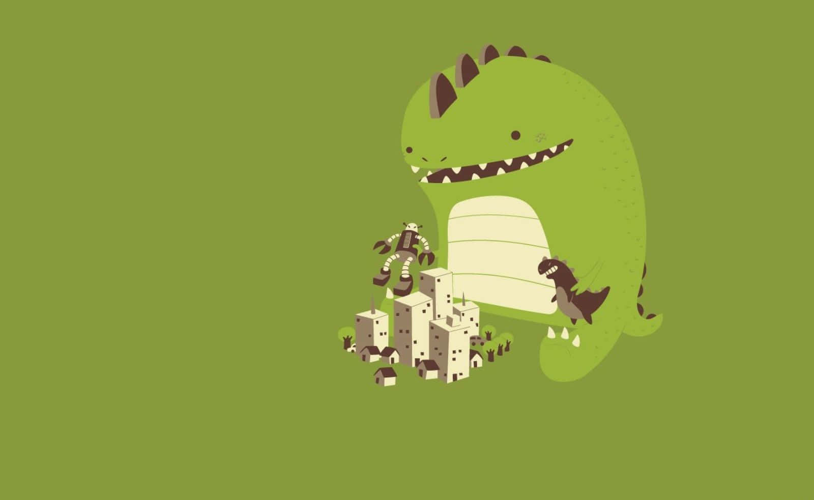 cute green dinosaur background 0052