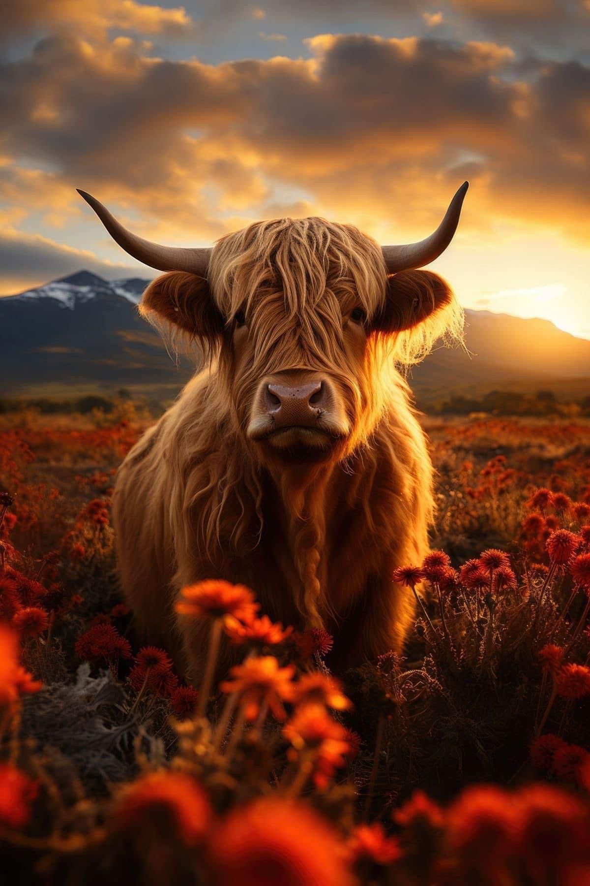 cute highland cow background 0012