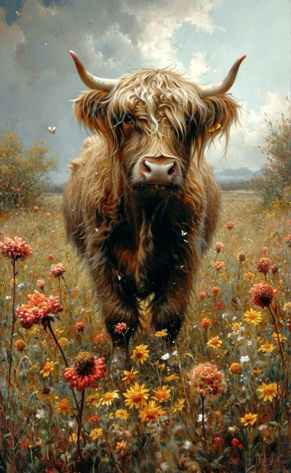 cute highland cow background 0083