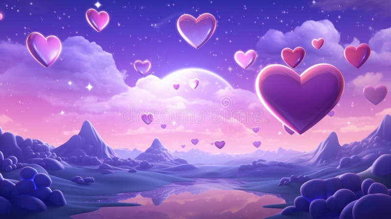 cute purple heart background 0026