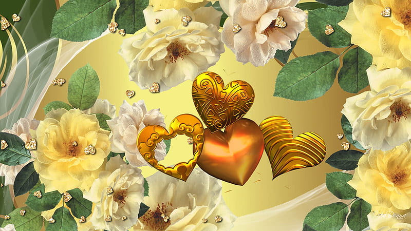 cute yellow heart background 0090